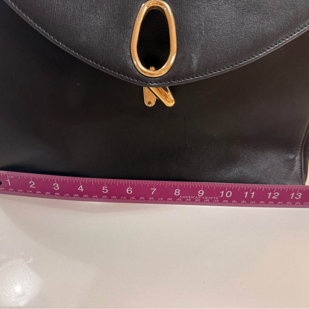 Giorgio Armani Black Leather Briefcase with Gold Accents - Picture 7 of 8